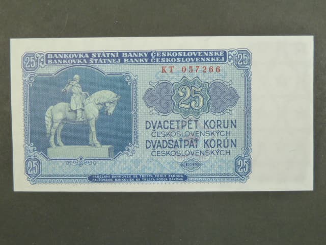 25 Kčs 1953 série KT, tiskárna STC Praha