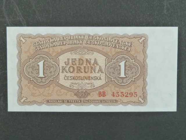 1 Kčs 1953 série BB, tiskárna Goznak Moskva