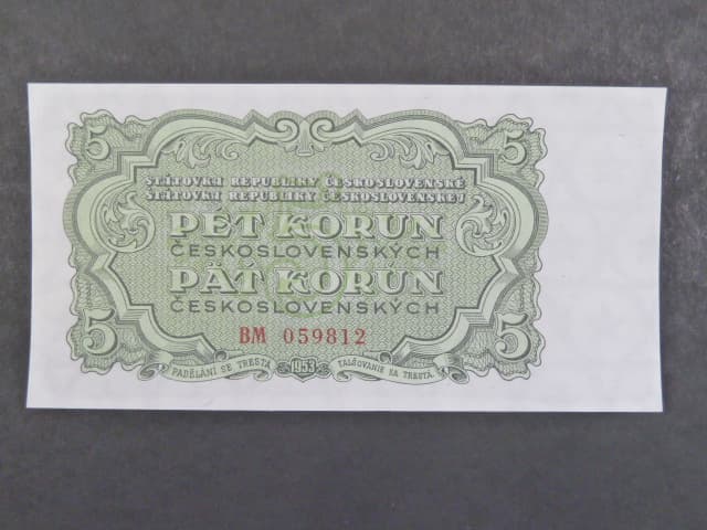5 Kčs 1953, série BM, tiskárna Goznak Moskva