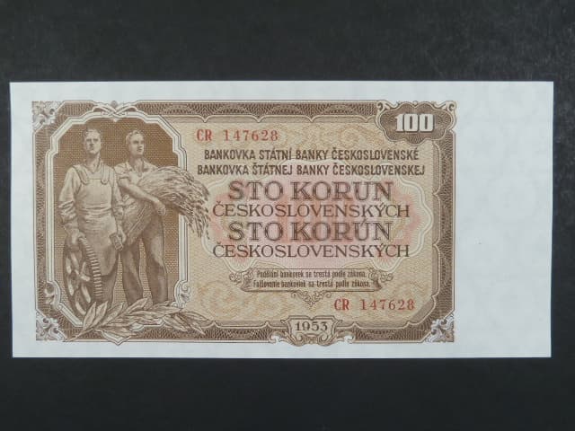 100 Kčs 1953 série CR, tiskárna Goznak Moskva