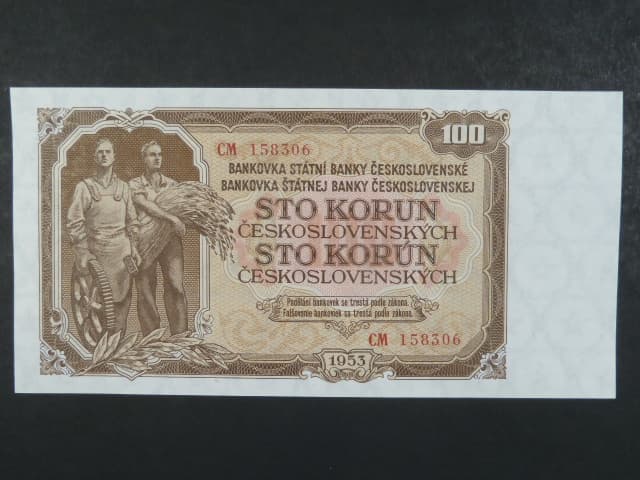 100 Kčs 1953 série CM, tiskárna Goznak Moskva