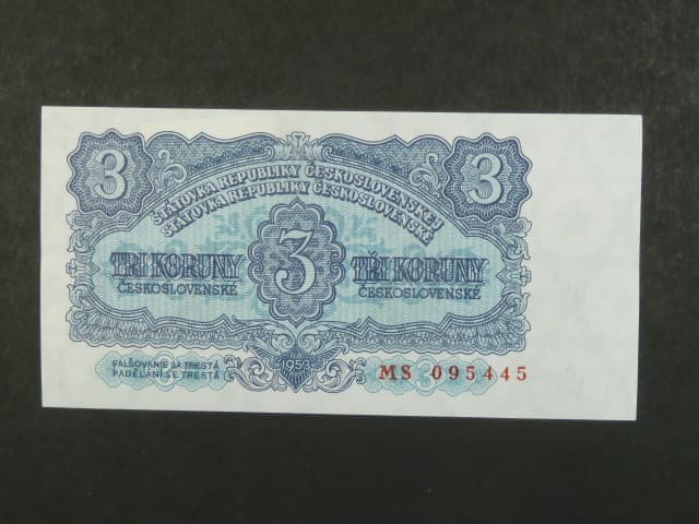 3 Kčs 1953 série MS, tiskárna STC Praha