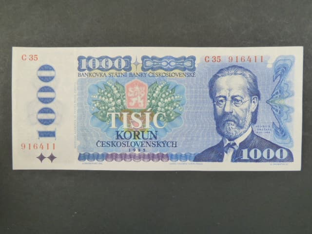 1000 Kčs 1985 s. C 35, sériové čísla blíž u sebe