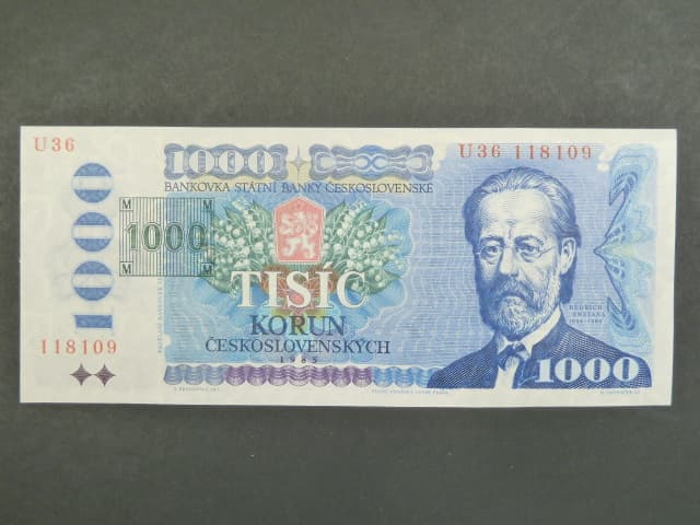1000 Kč 1985/1993 série U 36, kolek tištěný