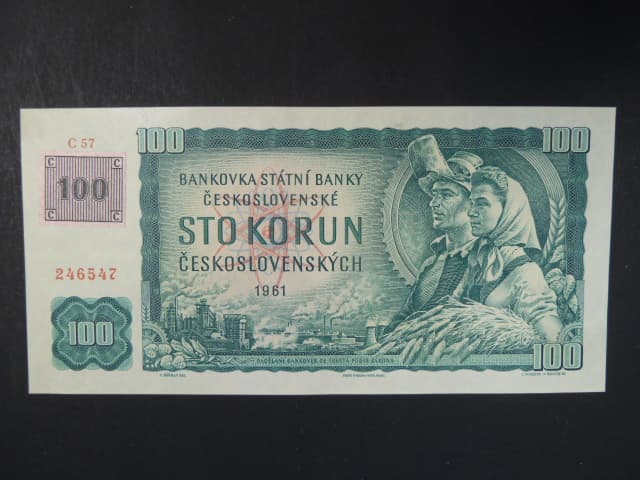 100 Kč 1961 s. C 57, kolek, Baj. CZ 1a, Pi. 1
