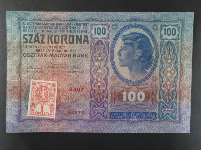 100 K 1912, kolkovaná, světle modrá