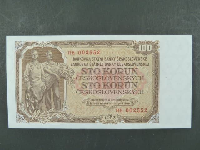 100 Kčs 1953 série HB, tiskárna STC Praha