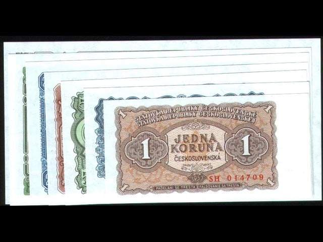 1, 3, 5, 10, 25, 50 a 100 Kčs 1953, Tiskárna STC Praha