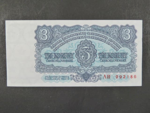 3 Kčs 1961 série AH, větší sériové písmena