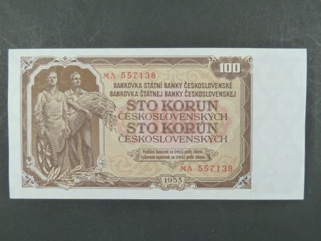 100 Kčs 1953 série MA, tiskárna STC Praha