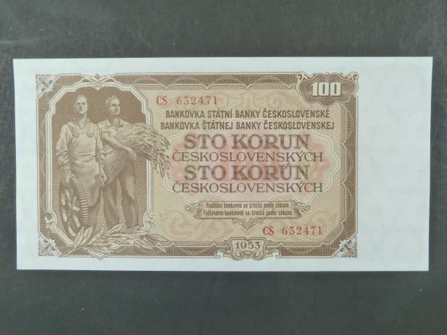 100 Kčs 1953 série CS, tiskárna Goznak Moskva