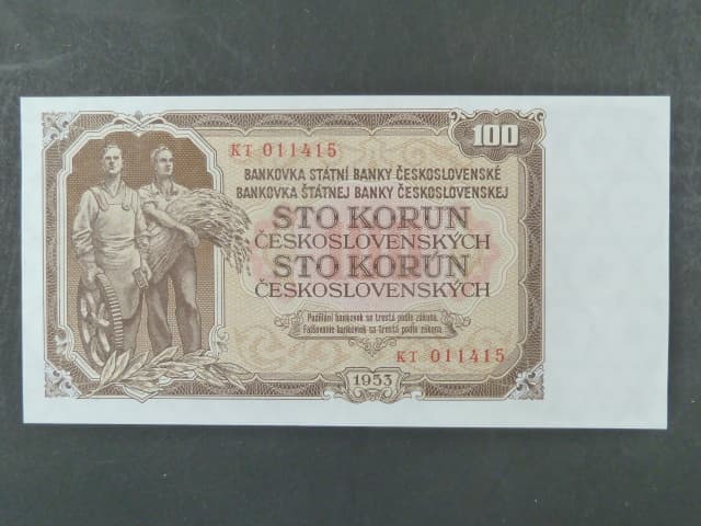 100 Kčs 1953 série KT, tiskárna STC Praha