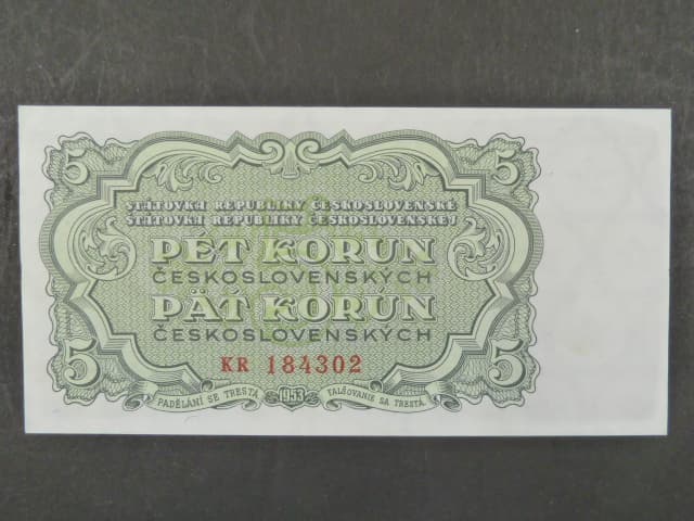 5 Kčs 1953 série KR, tiskárna STC Praha