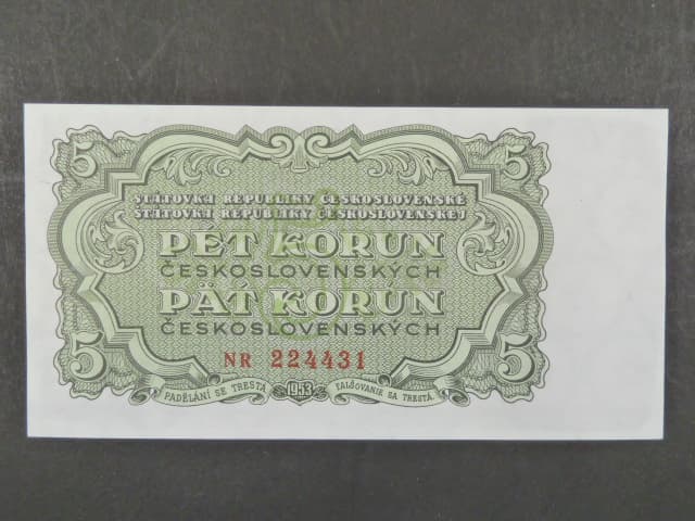 5 Kčs 1953 série NR, tiskárna STC Praha