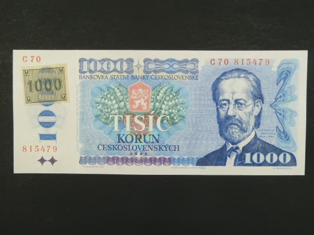 1000 Kč 1985/1993 série C 69, kolek lepený