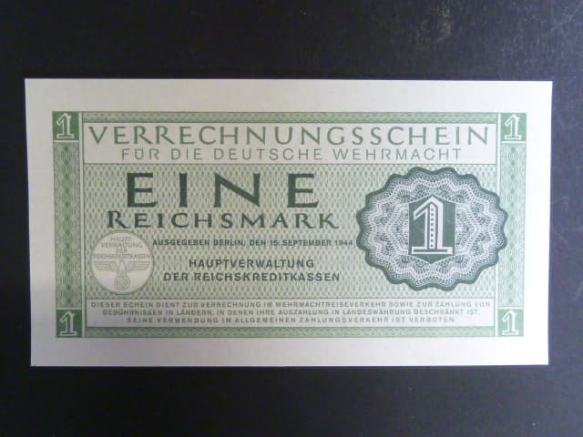 vydání pro Wehrmacht 1944, 1 Reichsmark 15.9.1944, Ros. DWM-8