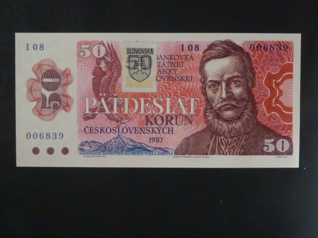 50 Sk/Kčs 1987 s. I 08 kolkovaná, Baj. SK2b, Pi. 16