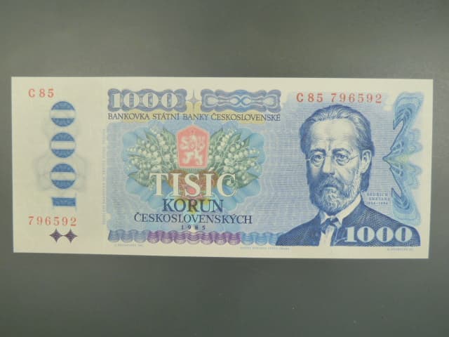 1000 Kčs 1985 série C 85, sériové čísla dál od sebe