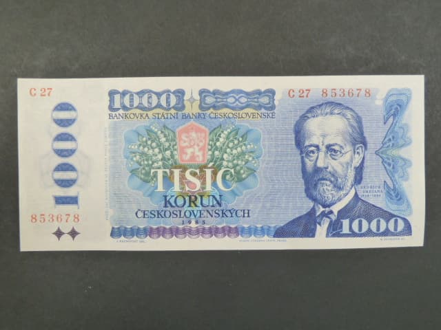 1000 Kčs 1985 s. C 27, sériové čísla blíž u sebe