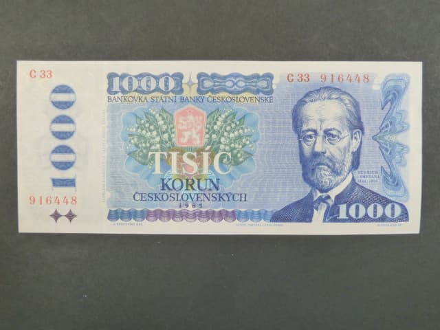 1000 Kčs 1985 série C 33, sériové čísla blíž u sebe