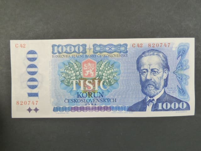 1000 Kčs 1985 série C 42, sériové čísla blíž u sebe
