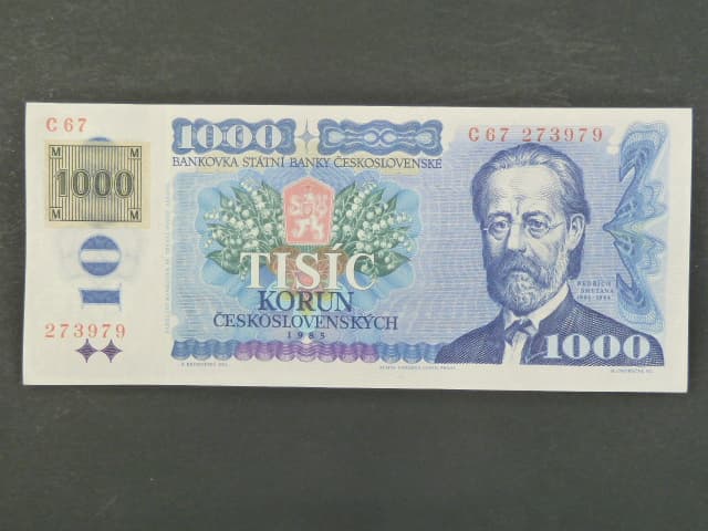 1000 Kč 1985/1993 série C 67, kolek lepený