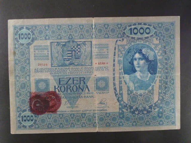 1000 K 1902, kolkovaná - padelany kolek s raz. "O" Da. 11