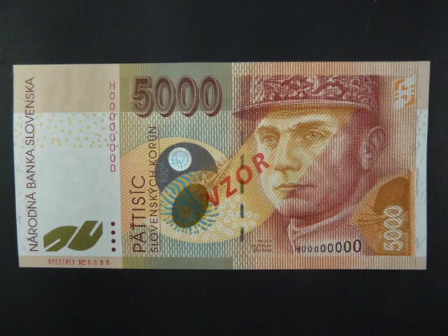 5000 Sk 17.11.2003 serie H 00000000, anulát číslo 0696 s přetiskem VZOR, Baj. SK 14b, Pi. 43s