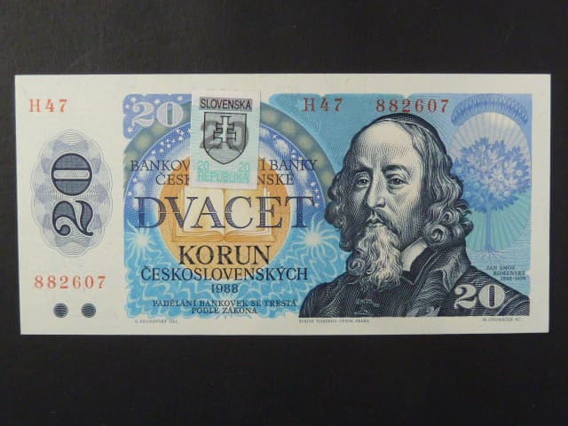 20 Sk/Kčs 1988 s. H 47, kolkovaná, Ba. SK 1, Pi. 15