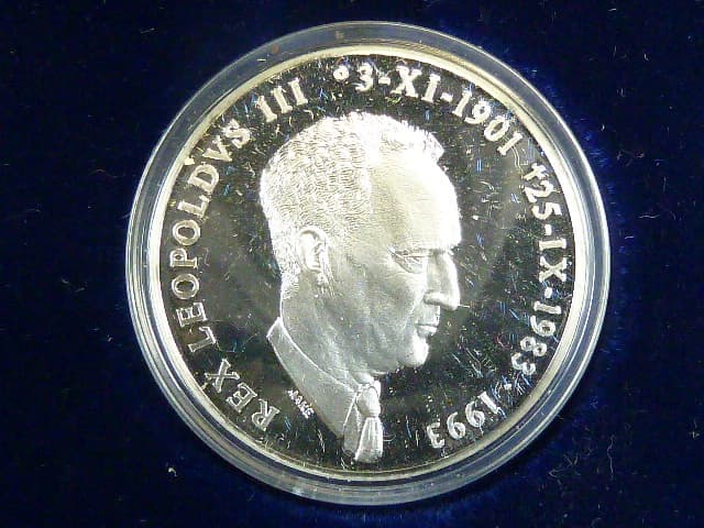 Ag medaile - In memoriam Koning Leopold III., Ag 0,925, 11,5 g, průměr 30mm, náklad 7500ks, certifikát, etue