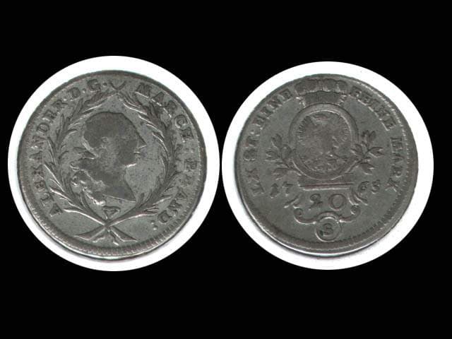 Brandenburg-Ansbach, Christian Friedrich Karl Alexander (1757-1791), 20 Kr 1765