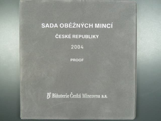 sada 2004 PROOF + Ag žeton 20 Kč 2000, náklad 4000 ks, semišový obal