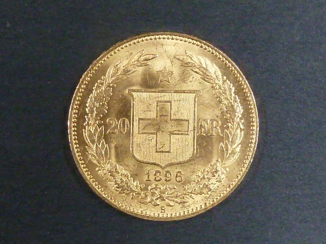 Švýcarsko - 20 Frank 1896 B, 6,451g, Au 0.900