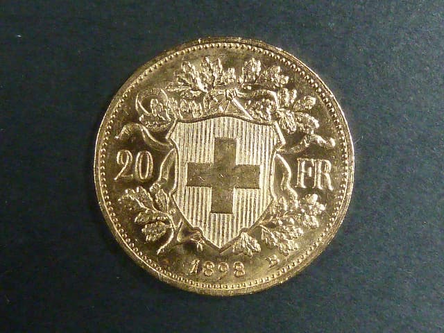 Švýcarsko - 20 Frank 1898 B, 6,451g, Au 0.900