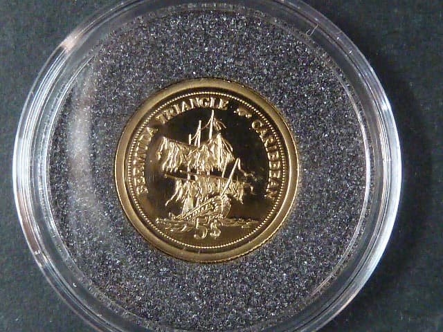 5 Dollars 2006 Bermudský trojúhelník, Au 585/1000, 1,25g, průměr 13,92 mm, certifikát