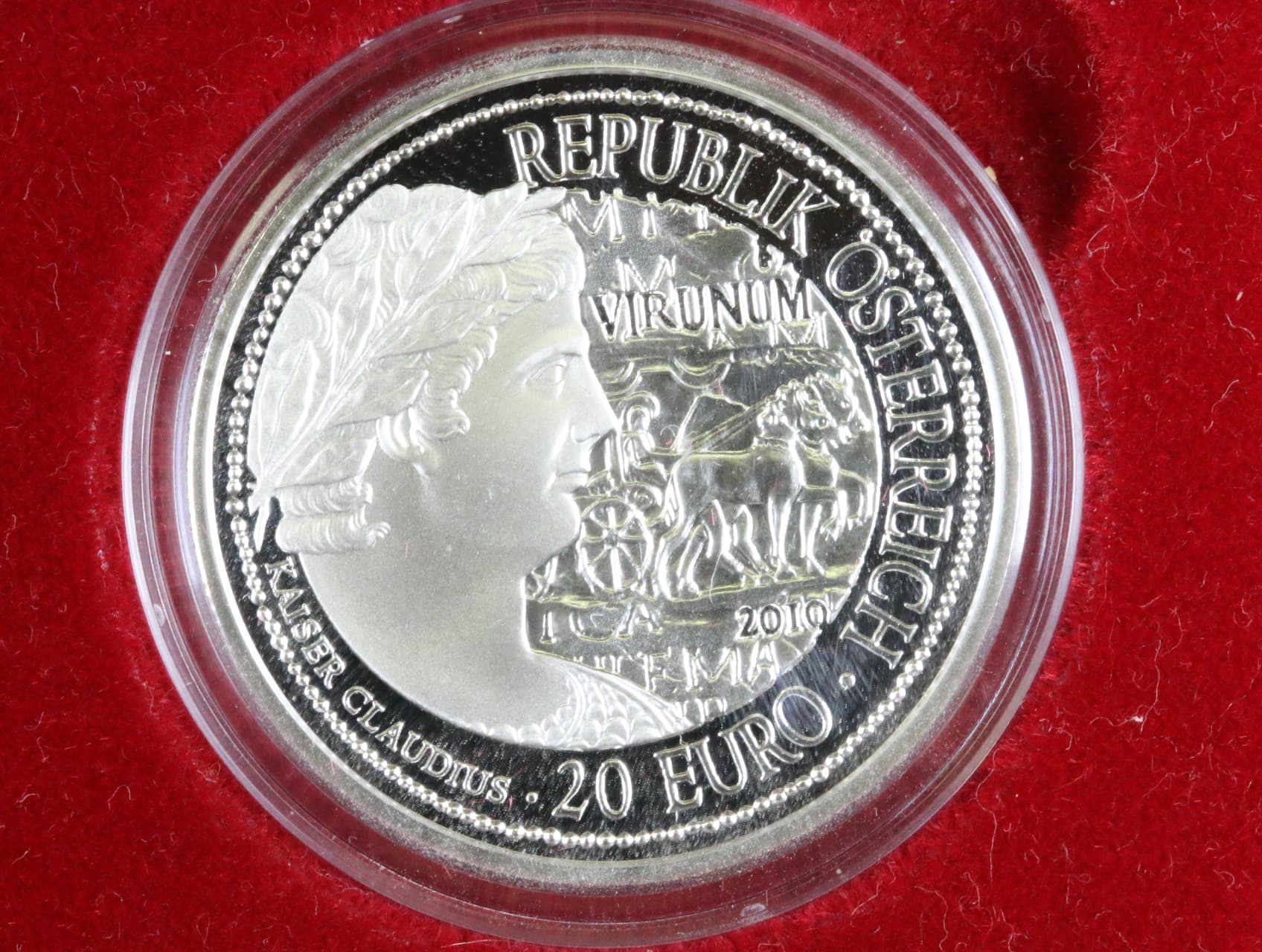 20 Euro 2010, Virunum, Ag 0.900, 20g, etue a certifikát_