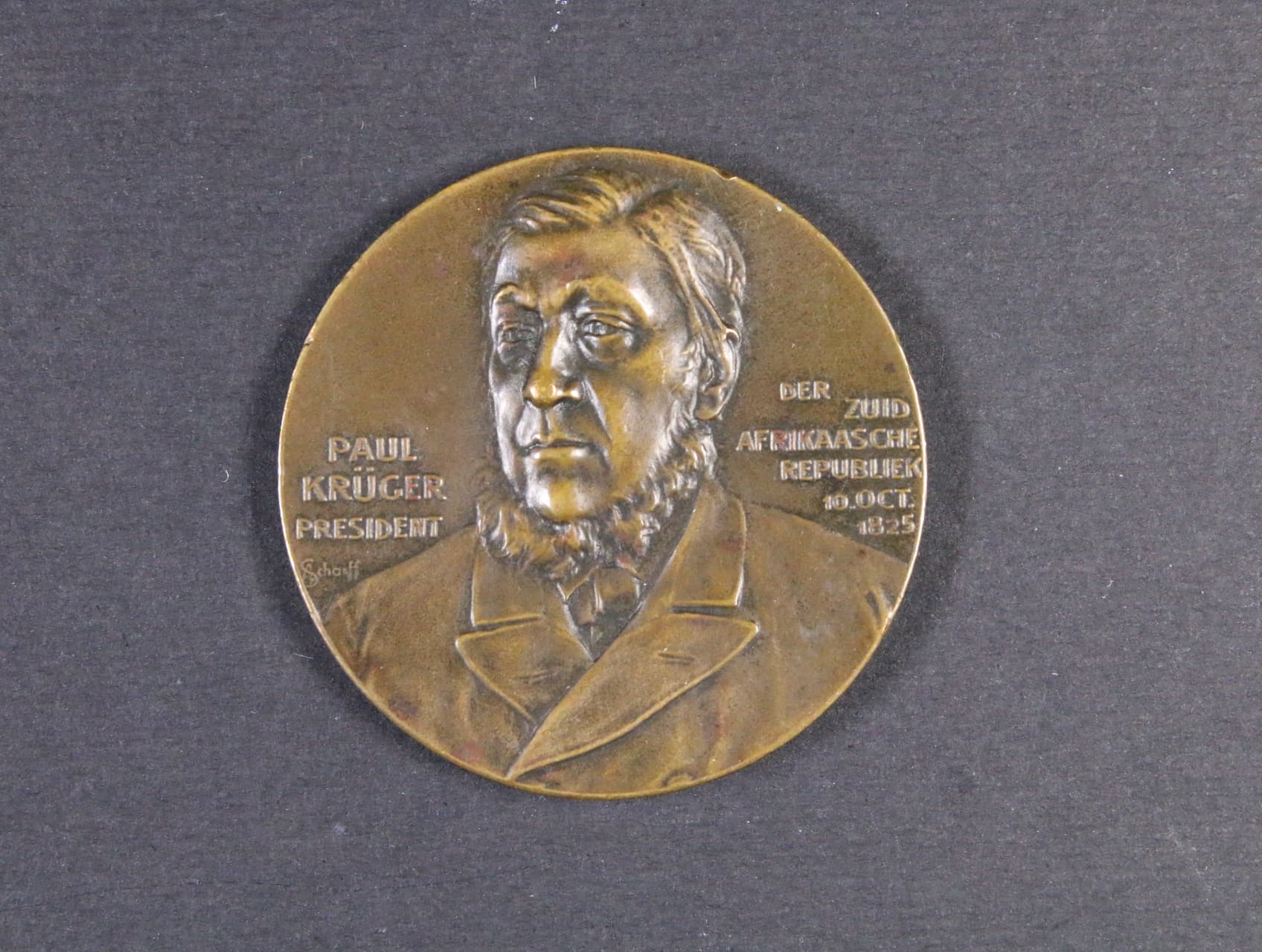 Bronzová medaile Paul Kruger, medailer Anton Scharff_