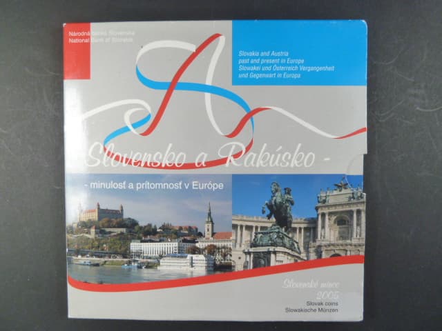 2005 ročníková sada mincí Slovensko a Rakúsko s rakouskou 1 Eur