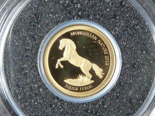 500 Togrog 2014 Mongolian Nature, Au 999/1000, 0,5g, průměr 11 mm