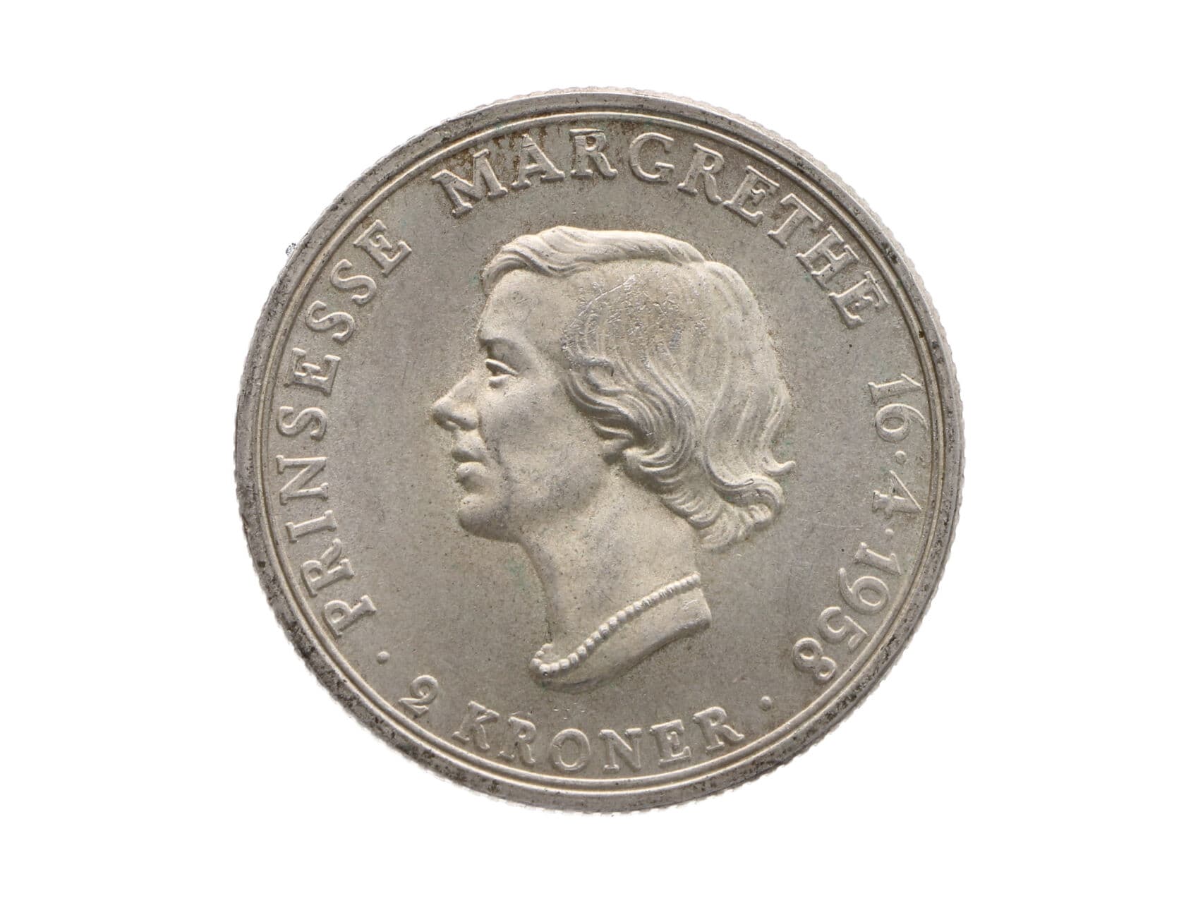 2 Kronen 1958, 18. narozeniny princezny Margaret, 15g, 0.800 Ag, 31mm_