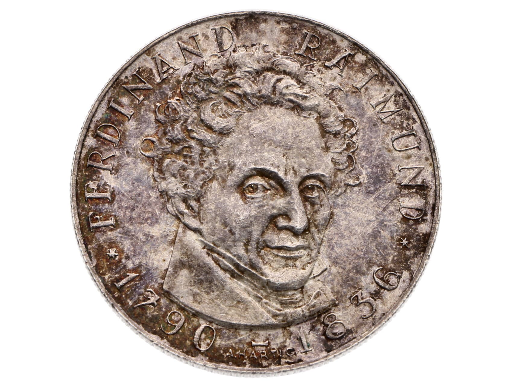 Medaile 125. výročí umrtí Ferdinanda Raimunda 1790-1836, Sparkasse 1961, 18,59g, punc 0.800 Ag_