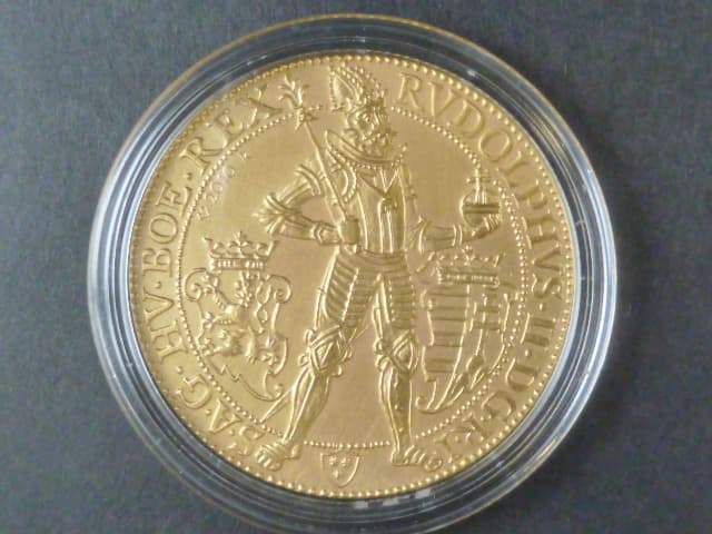 Au replika vzácného 10 Dukátu 1603 Rudolfa II., náklad 20 kusů
