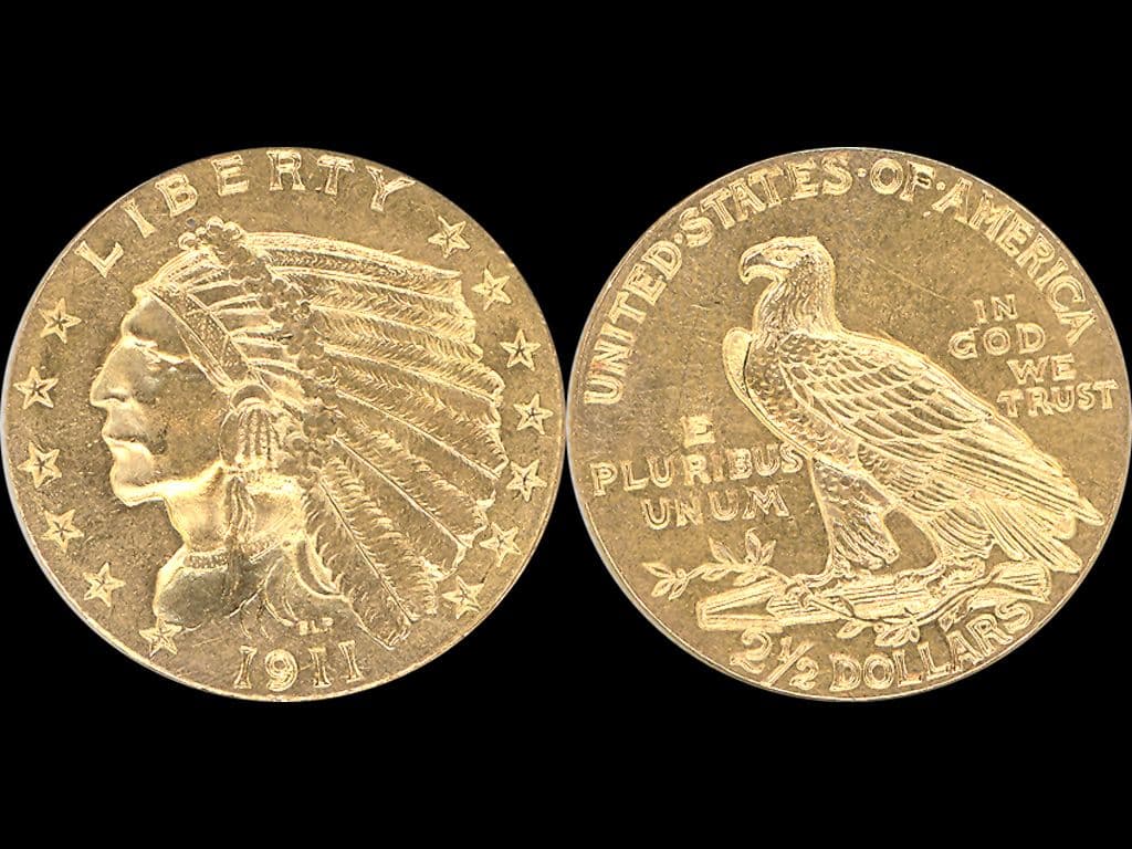 2 1/2 Dolar 1911 Indián, KM 128, 4,18g