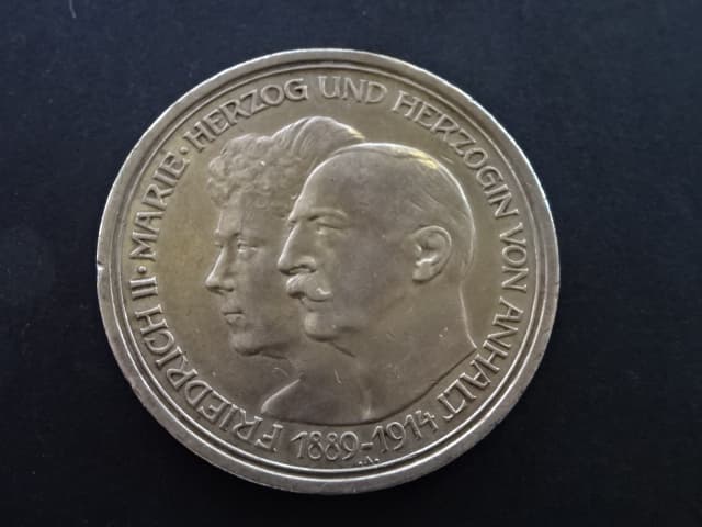 Anhalt, Friedrich II (1904-1918), 5 Mark 1914 A, J. 25, KM. 31