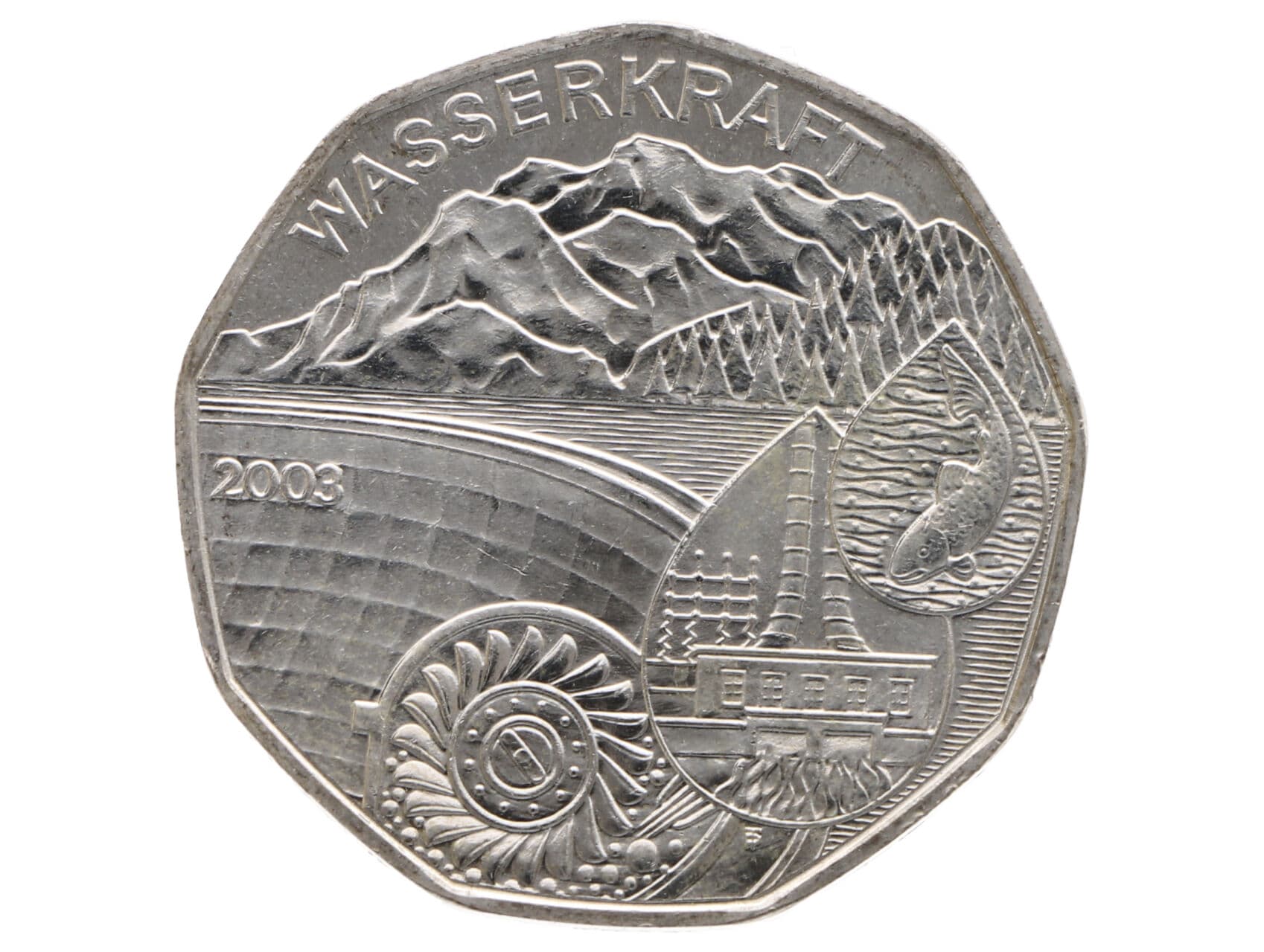 5 Euro 2003, Vodní elektrárna, 0.800 Ag, 10g_