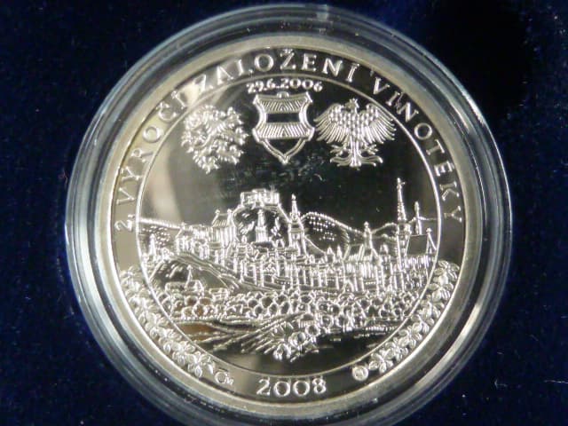 pamětní medaile 2008 Klub královny Elišky - II.výročí založení vinotéky, Ag999, 16g, hrana hladká, náklad 100 ks