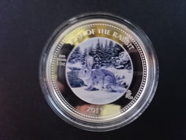 2 Dollars 2001 Rok zajíce, Ag 0,999, 1 OZ
