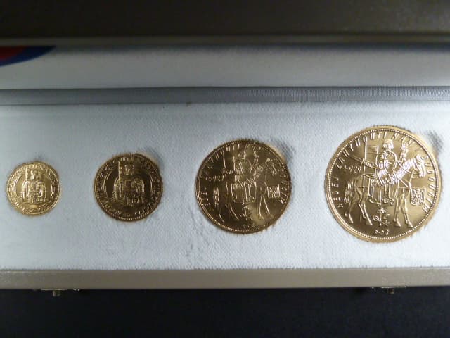 1, 2, 5, 10 Dukát 1923 - 2023 sv. Václav, náklad 100 kusů, č. 55, certifikáty, společná etue