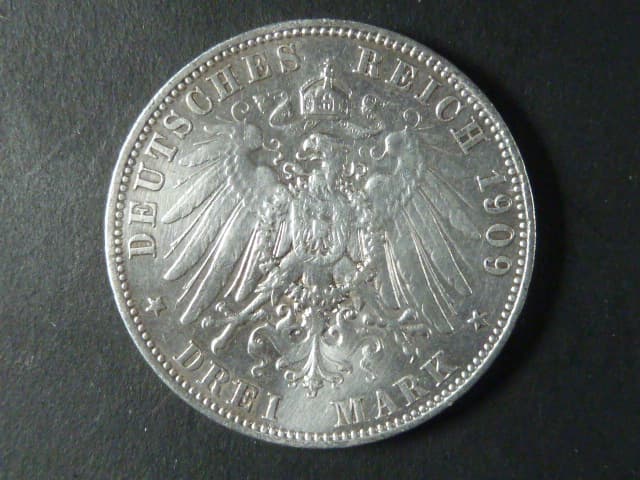 Sasko, Friedrich August III. (1904-1918), 3 Mark 1909 E, J.135