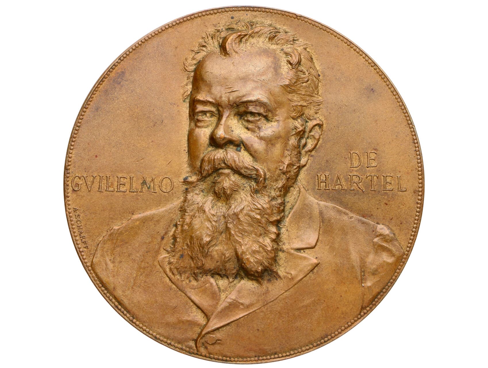 Scharff Anton Karl Rudolf 1845-1903 - AE medaile 1896 Guilelmus de Hartel, Bronz 59 mm_
